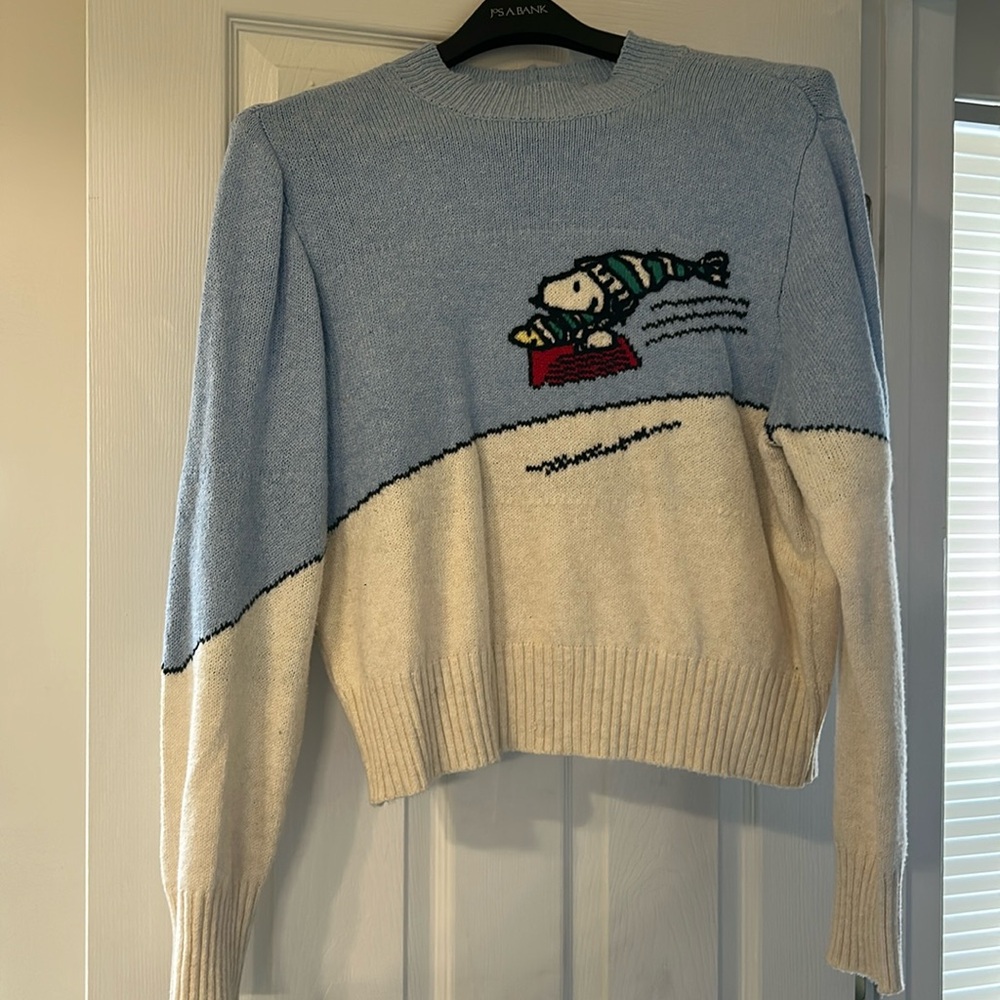 Peanuts Snoopy Sweater in Blue and Cream